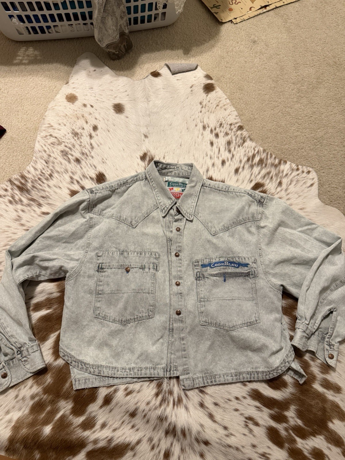 code Bleu Button Down Shirt Size Large - image 3