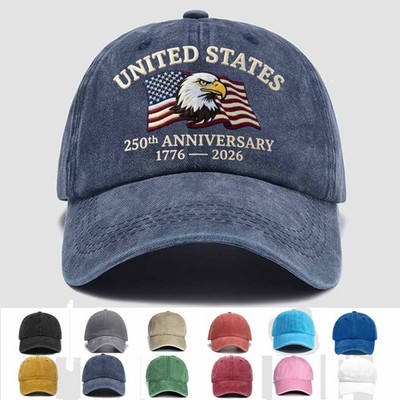 US 250th Anniversary Hat with Bald Eagle and Flag, 1776 2026 Patriotic USA, Gift