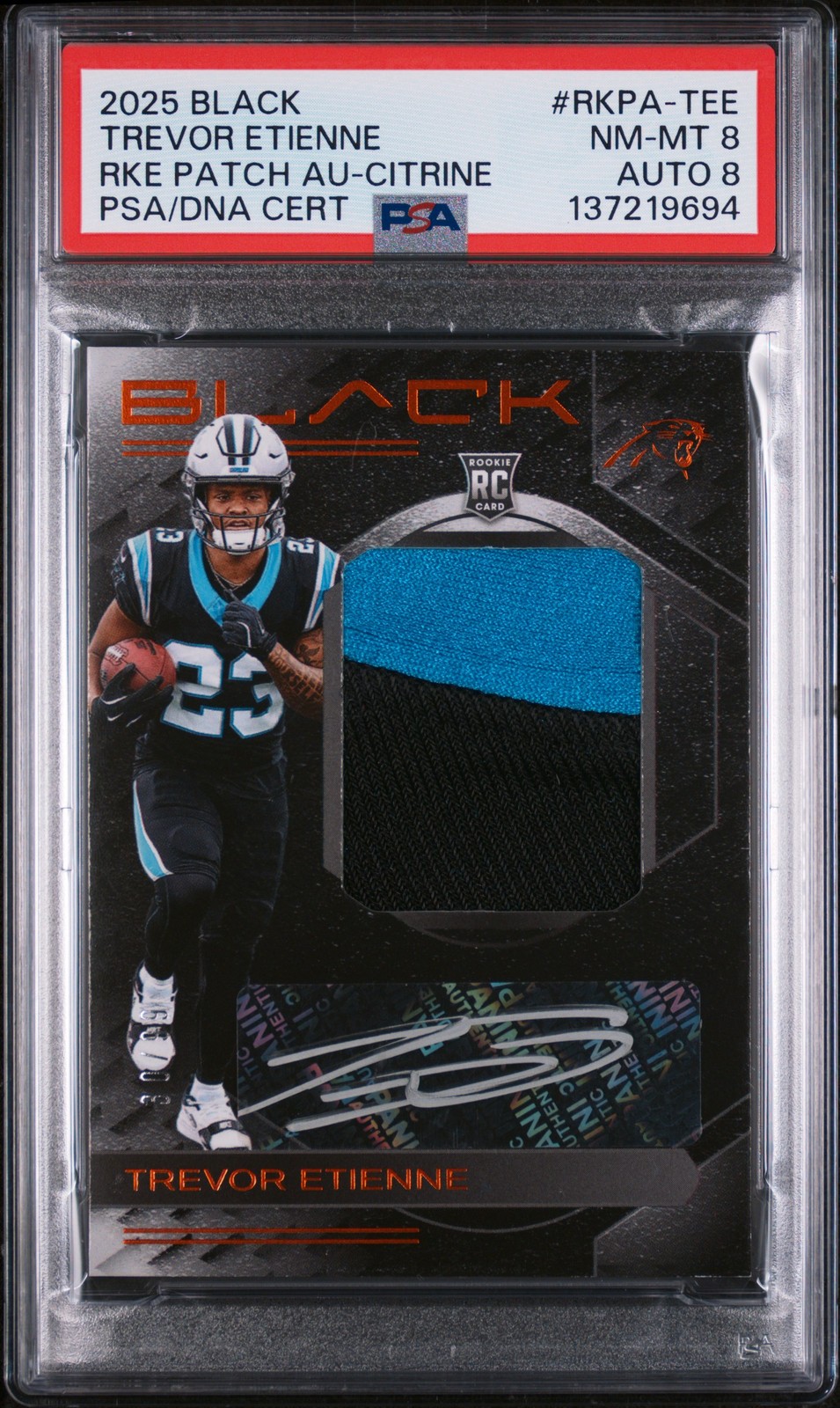Trevor Etienne Panini Black Rookie Patch Autographs #RKPATEE Citrine