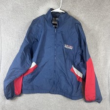 U.S. Athletics Windbreaker Jacket Mens Medium Blue Red Full Zip Nylon Colorblock