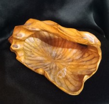 BURL WOOD Bowl BASKET KNOBBY 9" Natural Wood Grain Vintage w/Handle HAND CARVED