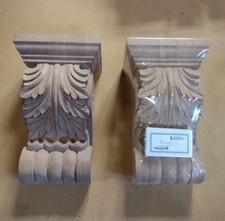 7 1/2"x 3 1/2"x 4" Venedig Corbel mit Akanthusblättern in Kirschholz Paar Neu
