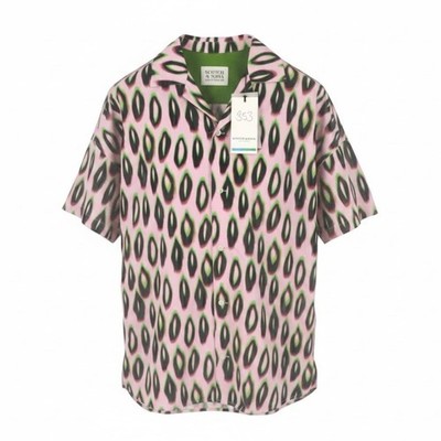 SCOTCH & SODA Herren Hemd L Rosa Leopardenmuster Knopfleiste Kerbe Kurzarm *