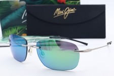 Maui Jim Nanea MJ 332-17M Silver Wrap Sunglasses Green polarized Lenses 55mm