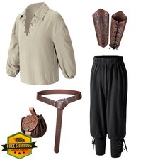 Kids Viking Pirate Renaissance Costume Tunic Pants