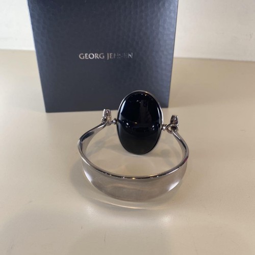 Georg Jensen TORUN # 203A Silver 925 Onyx bangle bracelet Vivianna Size S Mint - Picture 3 of 13