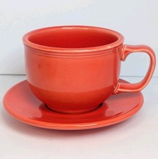 HOMER LAUGHLIN FIESTA Burnt Corral Orange 18 OZ. JUMBO MUG Cup / Bowl & Saucer 