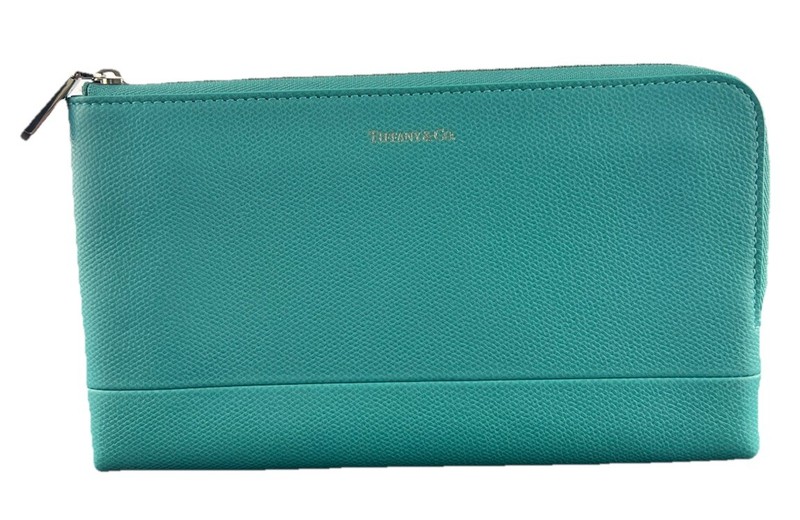 Tiffany & Co Blue Leather Zip Around Leather Wallet