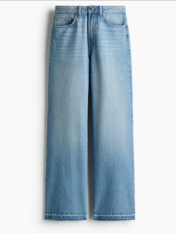 Women's Light Wash Blue Wide-Leg Denim Jeans, Solid 5-Pocket Design