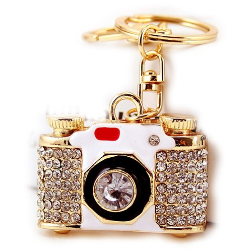 Classic Camera Shaped Crystal Diamante Bag Charms Handbag Keyrings Pendant - Picture 5 of 5