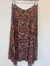 Vintage Floral A-Line Midi Skirt with Button front