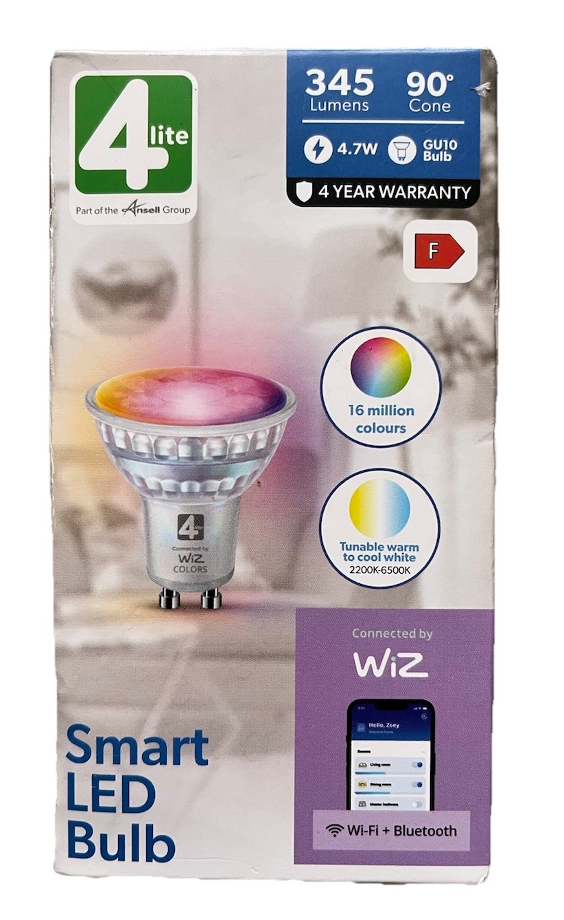 4lite WiZ 4.7W LED Smart LED Bulb WiFi + Bluetooth GU10 New ( Package Damaged )