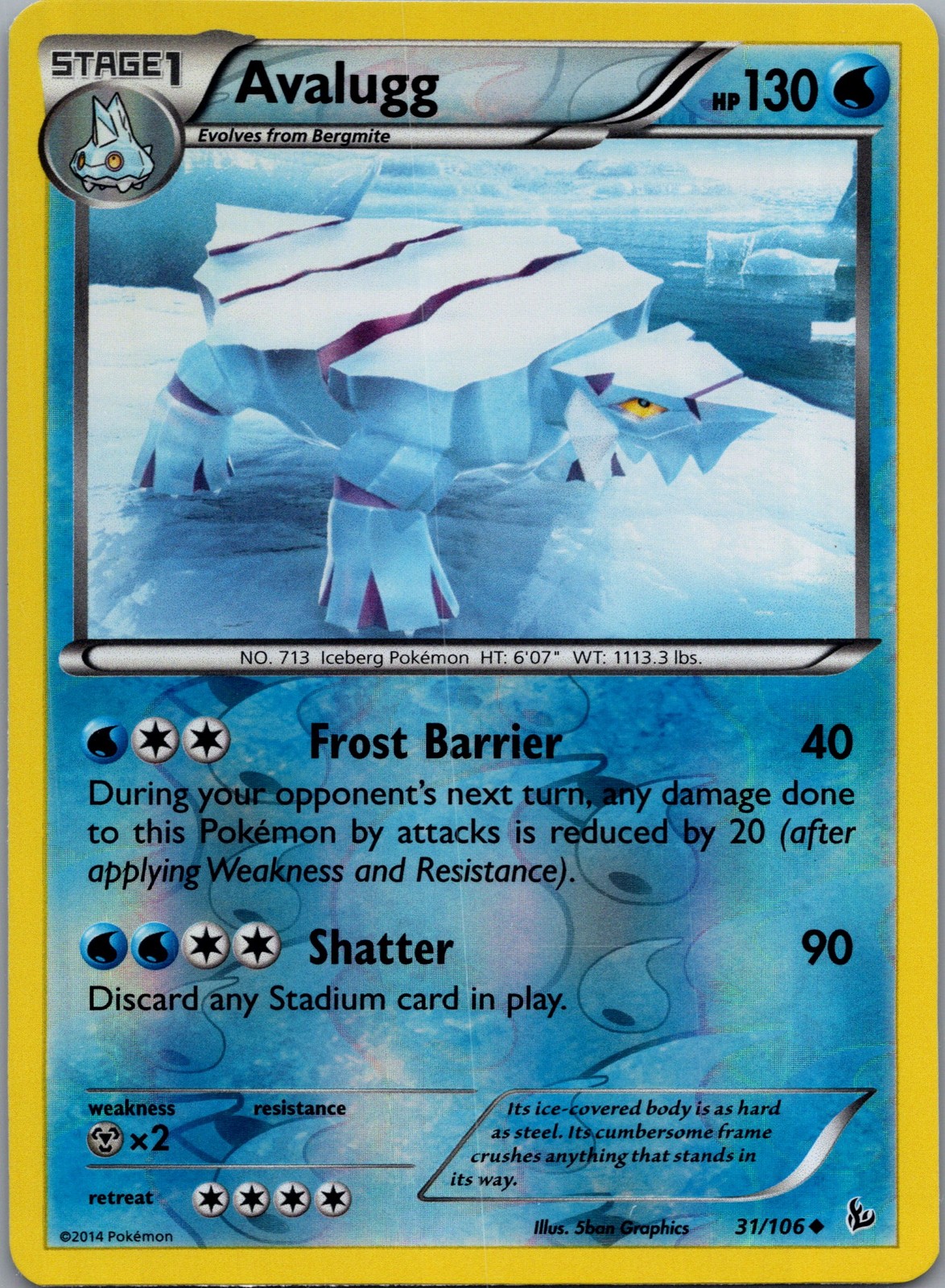 Avalugg #31/106, Reverse Holo, XY - Flashfire, LP