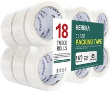 HERKKA Clear Packing Tape, 18 Rolls Heavy Duty Packaging Tape for Shipping Pa...