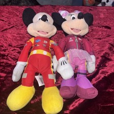 Mickey and Minnie the Roadster Racers Plush Lot of 2 Disney JR