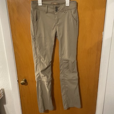 PrAna Halle Pants Womens 2 Hiking Climbing Convertible Straight Leg Tan/Beige