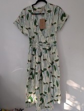 NEW Palava BNWT Esme Wrap Cotton Linen Tea Dress Retro  'Runner Bean'   £165 XS 