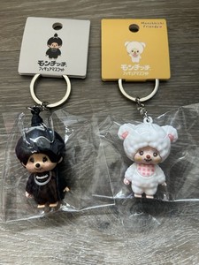 Monchhichi key chain black white New. With Tag