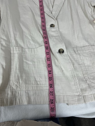 a.n.a Cotton Blazer Jacket Women’s Large Moonbeam Cream Gauze Comfortable - Picture 5 of 11