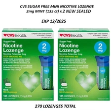 CVS Sugar Free 2mg MINT MINI Nicotine Lozenge (135 ct) Exp 12/25 - 2 NEW SEALED