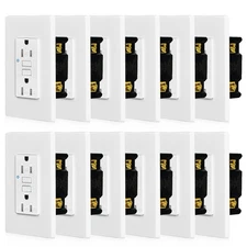 12Pack 15AMP GFCI GFI Safety Outlet Receptacle w/ Wall Plate LED Indicator TR WR