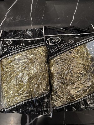 Vola Gold Foil Shreds Gift Basket Filler Metallic Crinkle Paper Packaging Lot 2
