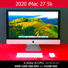 2020 iMac 27 Inch 5K  3.3 GHz 6-Core i5  512GB SSD  32GB RAM  5300 4GB