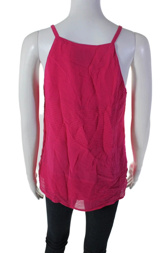 Blusa Madison Marcus para mujer plisada sin mangas con volantes rosa talla M Foto 3 de 4