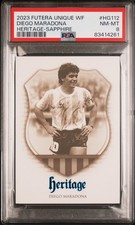 2023 FUTERA UNIQUE WORLD FOOTBALL DIEGO MARADONA HERITAGE 10/19 JSY PSA 8