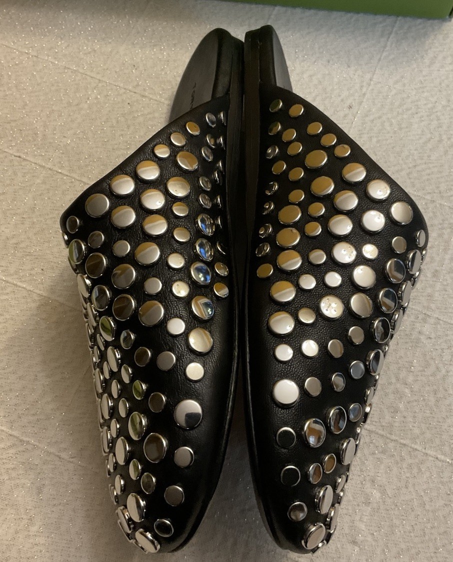 Tory Burch  Stud Mule Black Silver  Size 6 New $425 thumbnail 12