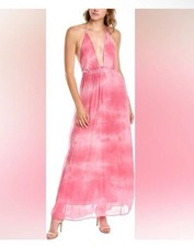 NWT LoveShackFancy Livia Halter Maxi Dress Size M/L Pink Tie Dye Smocked Waist