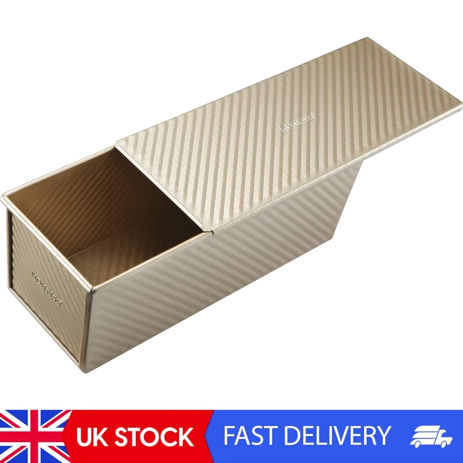 Pullman Loaf Pan 34x13.5cm with Slidable Lid - Non-Stick Gold Finish