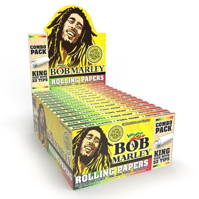 Bob Marley Rolling Papers + Tips Classic Pure Hemp King Size (24 Booklets)
