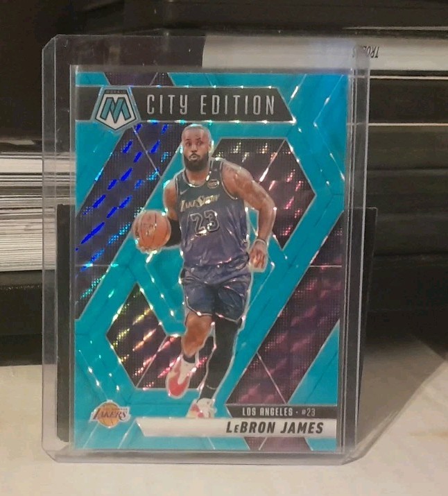 2024-25 Panini Mosaic Lebron James Blue Fluorescent City Edition /75