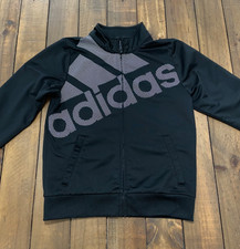 Adidas Youth Full Zip Tricot Performance logo Track Jacket Black Medium 10/12