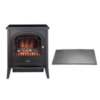 Dimplex Club Optiflame Electric Freestanding Stove Black With Hearth Pad Bundle