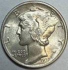 1937 Uncirculated Full Bands FB Mercury Silver Dime Exact Coin Imaged #MERC57