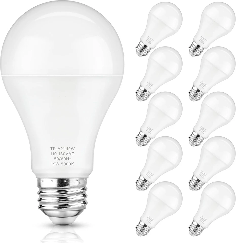 Flicker-Free A21 LED Light Bulbs, 10-Pack, 19W & 150W Equivalent, Non-Dimmable - Image 3 of 4