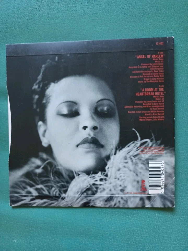 7'' 45T U2 2 TITRES ANGEL OF HARLEM 1988 UK EDITION IS 402 - Photo 2/3