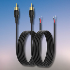 2-Pack 10 FT RCA Male Plug to Bare Wire Audio Speaker Subwoofer HDTV Cable Cord
