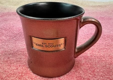 Girl Scouts EST. 1912 Copper Plaque Ceramic Coffee Mug Matte Black Inside