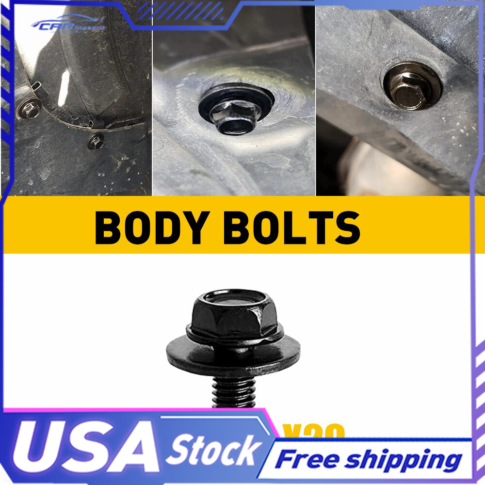 20PCS M6-1.0x10mm Body Bolts with 16mm Washer Hex-17mm Fasteners