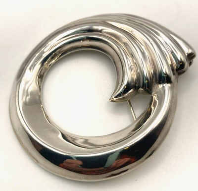 Vintage Taxco Sterling Silver Very Large Cresting Wave Circlet 