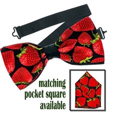 Strawberry Bow Tie Pocket Square Wedding Prom New Year Party Christmas