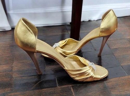 Giuseppe Zanotti Gold Peep Toe Pumps Size EU 39.5/US 9 - Picture 15 of 16