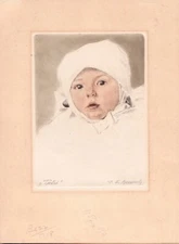 JOSEF FERDINAND BENESCH 1875-1954 DRYPOINT TUTZI SWEET BABY ROWLEY GALLERY PROV