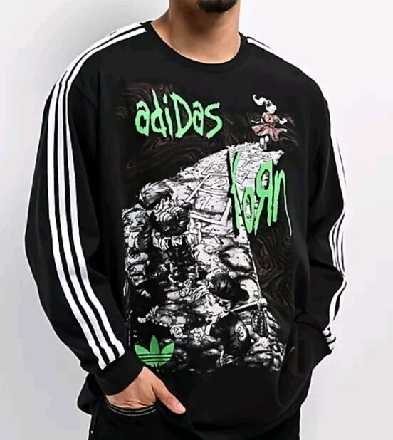 Adidas x Korn Long Sleeve Graphic Tshirt | Size MEDIUM | Loose Fit 