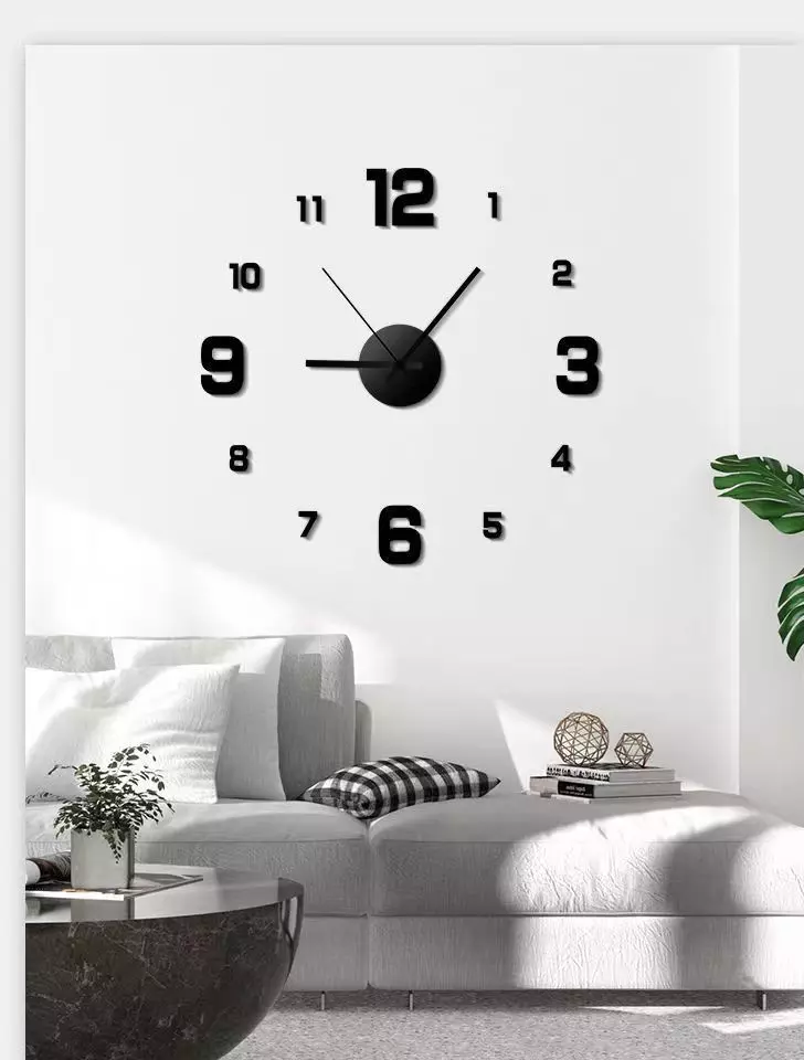 3D Wall Clock Luminous Frameless Wall Clocks Wall Stickers Silent