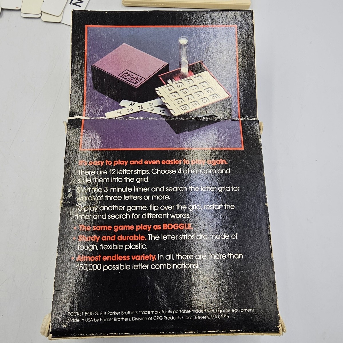 Vintage Pocket Boggle Parker Brothers 1980s Travel Compact Word