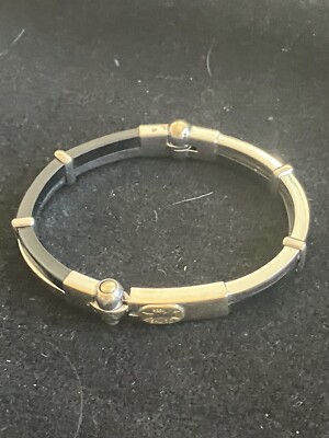 Sauro Brev 18K White Gold Rubber Bracelet Weight 30.5 Grams